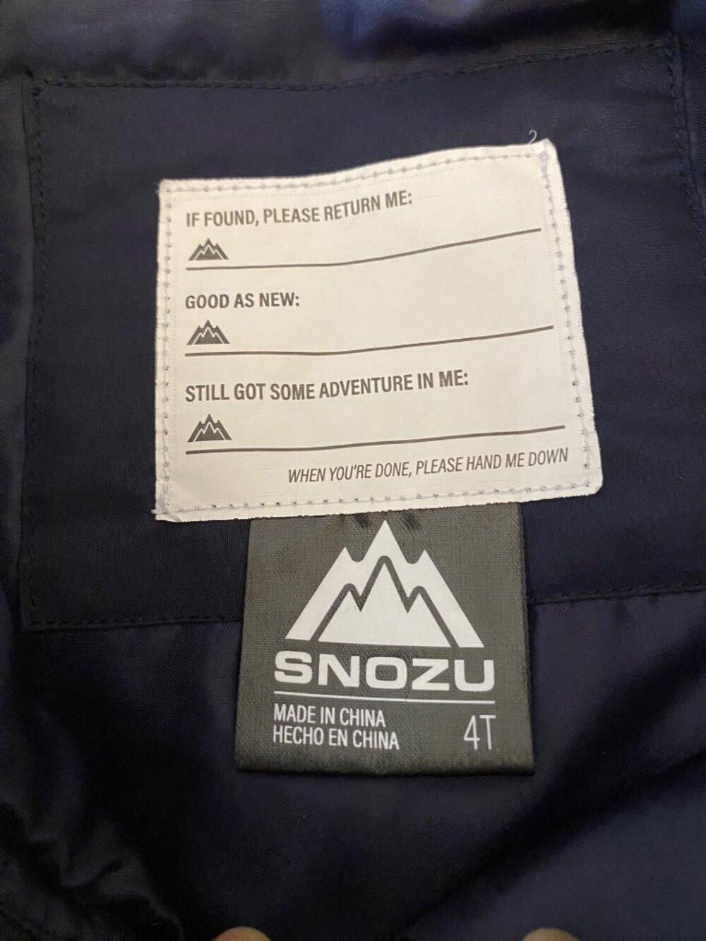 Snozu Boys 2-Piece Blue & Navy Hooded Winter Jacket & Snow Bib Set Size 4T - Picture 13 of 16